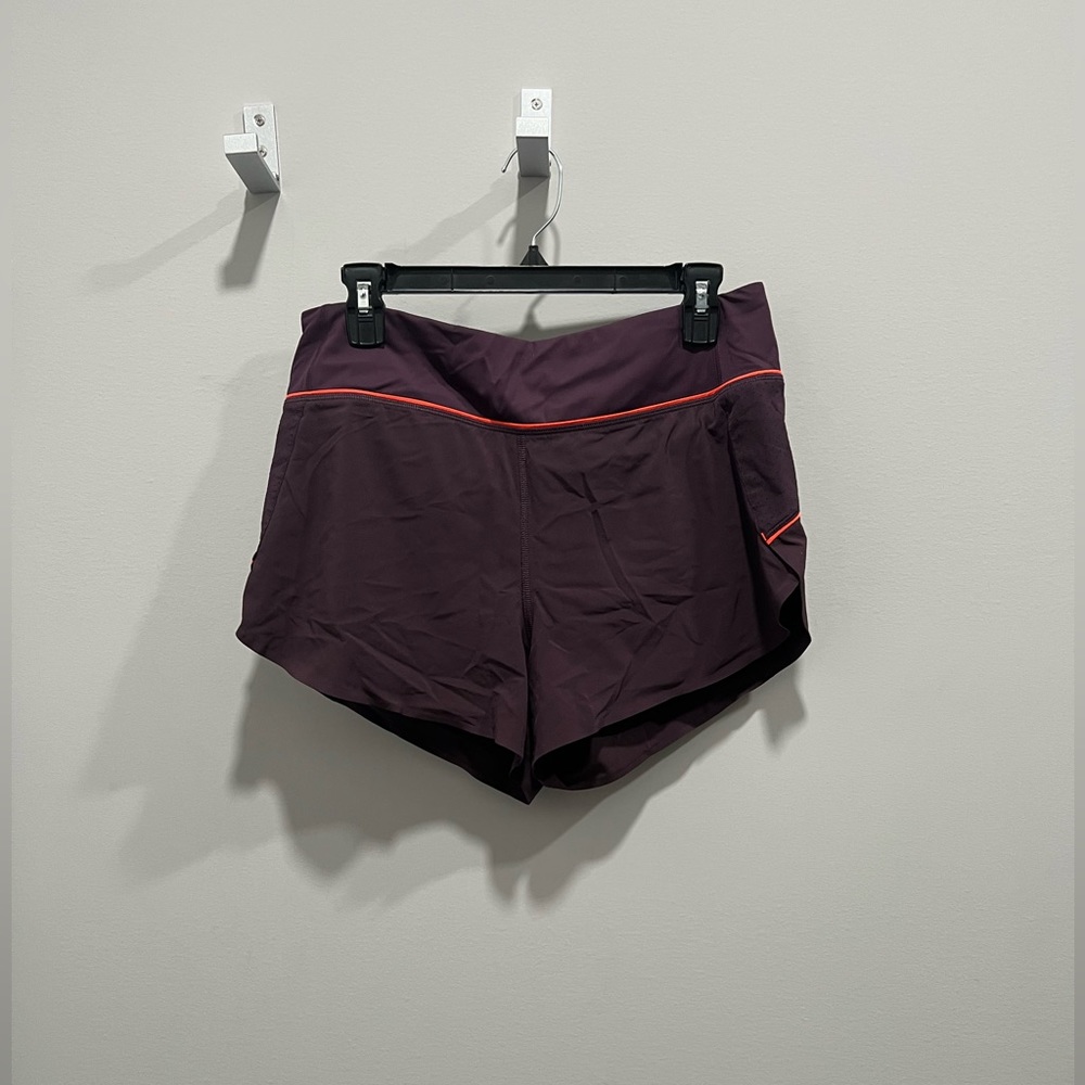 Athleta Run With It Short Size M Purple with Orange stripe